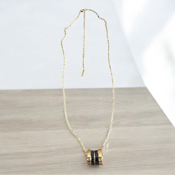 Elegant LOVE Gold and Black Barrel Necklace - Picture 1 of 6